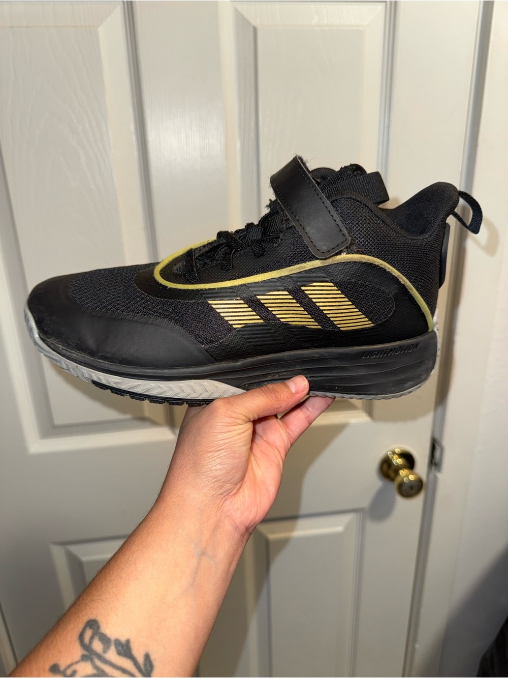 adidas Kids Black Sneakers with Gold Accents